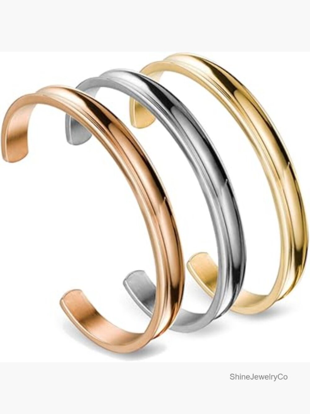 Stainless Steel Grooved Cuff Bangle Bracelet Hair Tie Holder